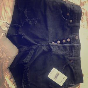 Free People Black Denim Shorts